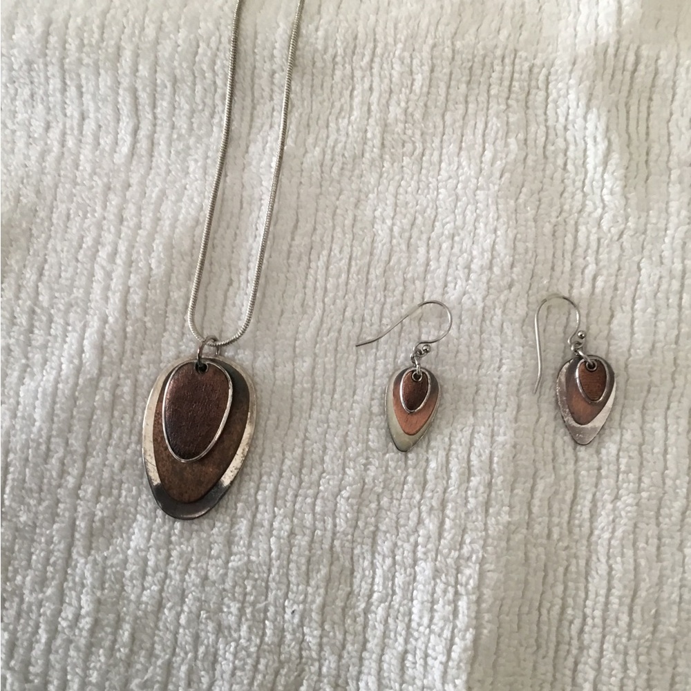 Jones New York Silver and Copper Necklace and earrings